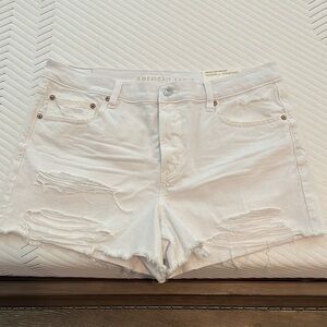 American Eagle Outfitters 90s Boyfriend White Distressed Jean Shorts